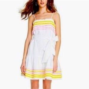 Lisa Marie Fernandez whimsical fairy mini dress with pink and yellow accents